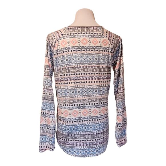 Cuddl Duds Long Sleeve Pajama Colorful Aztec Womens Top Size Small - Picture 3 of 9
